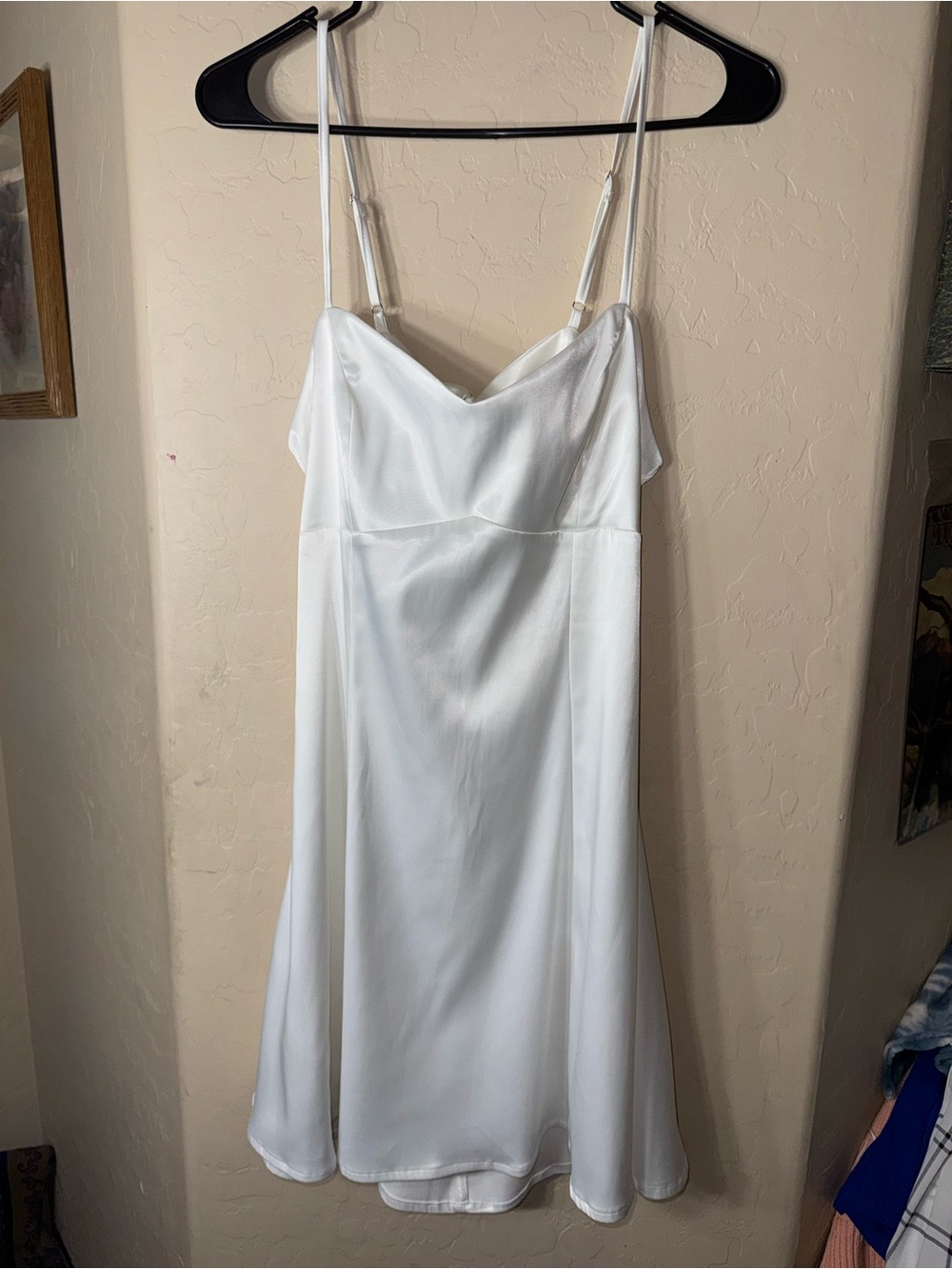 Cider White Satin Sweetheart Open Back Bow Mini Dress Bridal Party Women’s Large
